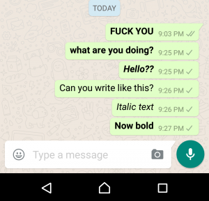 whatsapp for android text formatting